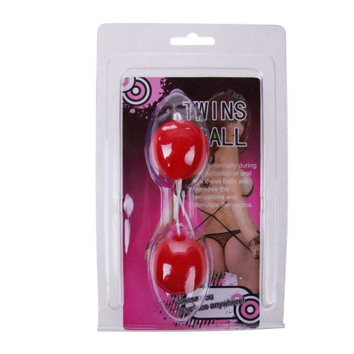 Unisex pink BAILE stimulating twin balls, designed for pleasure, on a white background.