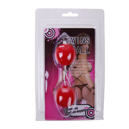 Unisex pink BAILE stimulating twin balls, designed for pleasure, on a white background.