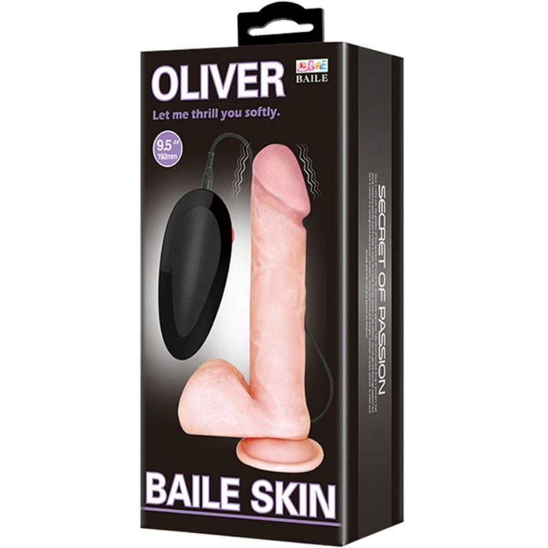 Dildo realista con vibración de la marca BAILE VIBRATORS, diseño detallado y funcionalidad de vibración para placer íntimo.