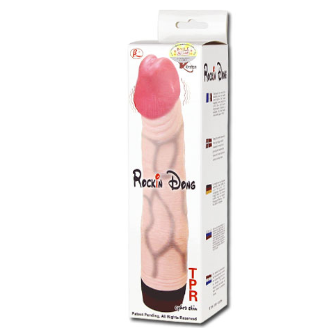 BAILE ROCKIN DONG PENE CYBER SKIN I with realistic texture and lifelike design, showcasing flexible shaft and detailed features.