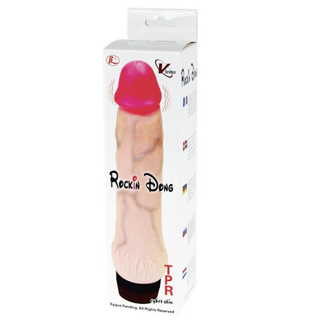 BAILE ROCKIN DONG PENE CYBER SKIN II vibrator with realistic texture and shape, displayed on a neutral background.