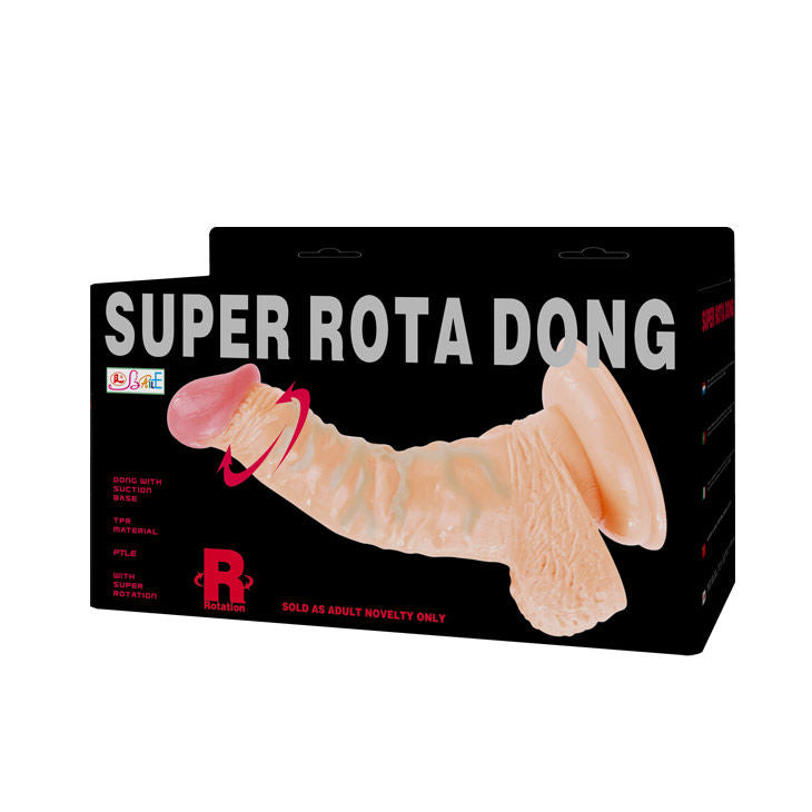 BAILE Super Rota Dong, realistic rotating dildo with detailed texture and lifelike design in a neutral background.