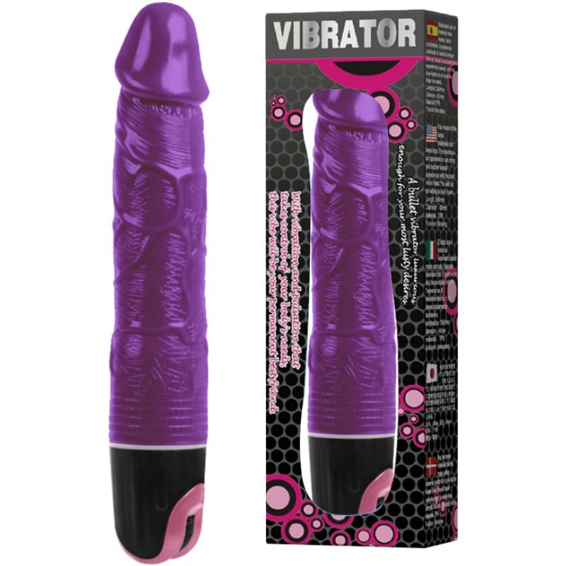 Vibrador multivelocidad lila de la marca BAILE VIBRATORS, diseñado para placer con control ajustable y tamaño compacto.