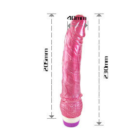 Realistic red 23 cm vibrator by Baile, showcasing lifelike details and a smooth finish in a neutral background.