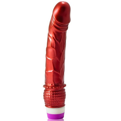 Realistic 23 cm red vibrator from BAILE VIBRATORS, showcasing lifelike details and a smooth texture.
