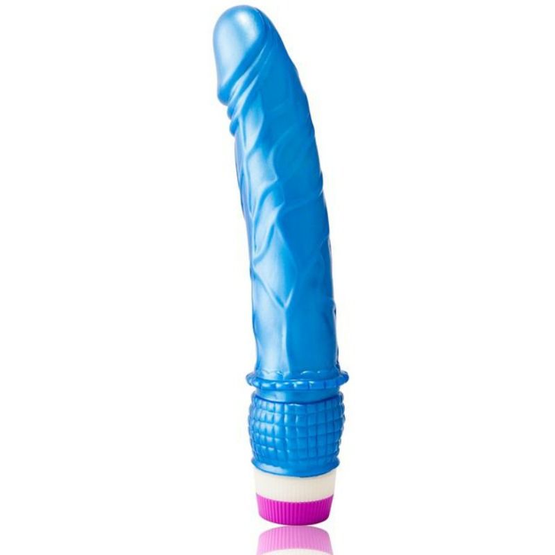 BAILE Waves of Pleasure 23 cm blue vibrator with curved design and textured surface for enhanced stimulation.