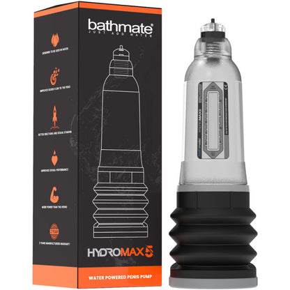 BATHMATE Hydromax 5 en color transparente, bomba de vacío para mejorar la salud y rendimiento sexual masculino.