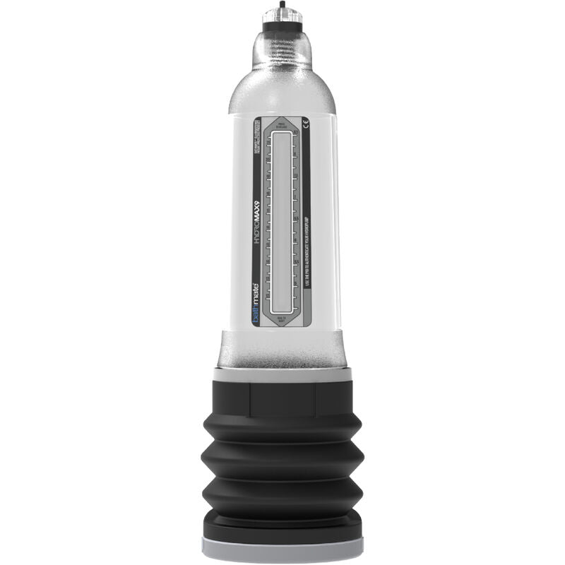 Bomba de aumento de pene Bathmate Hydromax 9 transparente, diseñada para mejorar el tamaño y la circulación.