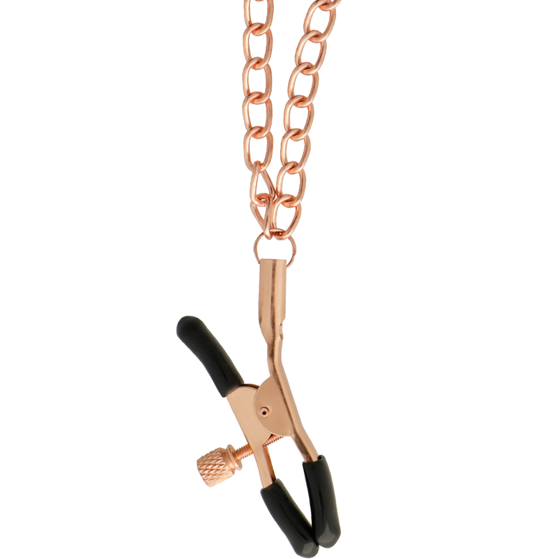 Pinzas de pezones con cadena BEGME Black Edition, accesorios para adultos, en color negro y diseño elegante.