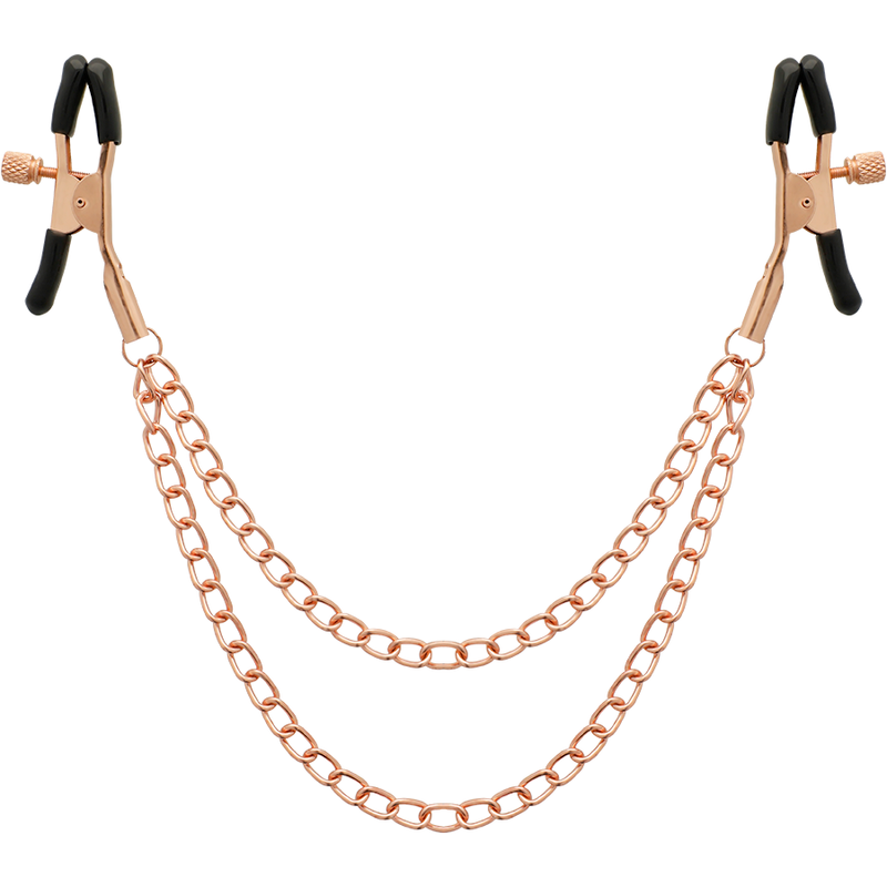 Pinzas de pezones BEGME Black Edition con cadena, accesorios de metal para restricción y estimulación.