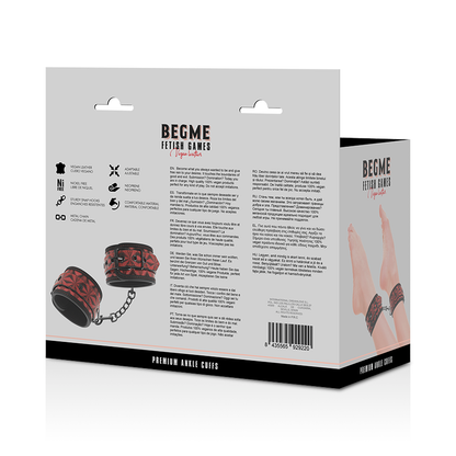 Esposas para tobillos BEGME Red Edition con forro de neopreno, accesorio de restricción de movimiento para actividades de restricción.