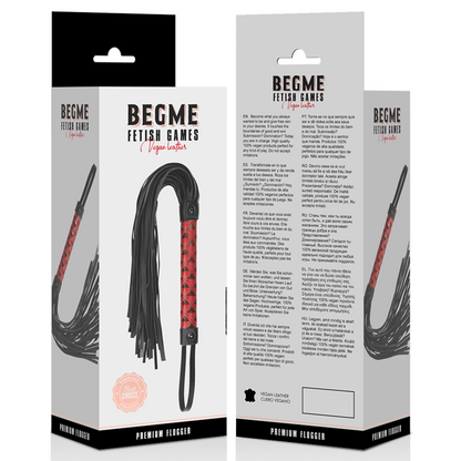Latigo de cuero vegano BEGME Red Edition, accesorio de moda en color rojo con detalles elegantes y duraderos.