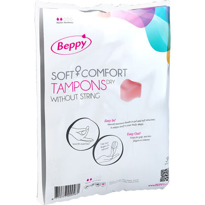 Tampones clásicos BEPPY de 30 unidades, envase con tampón y aplicador en color blanco, para uso íntimo femenino.