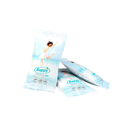Tampones lubricados BEPPY en paquete de 2, con aplicador suave y discreto, para mayor comodidad y protección.