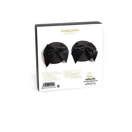 Shiny BIJOUX Burlesque pasties with a bow design, perfect for stylish costume or performance wear.