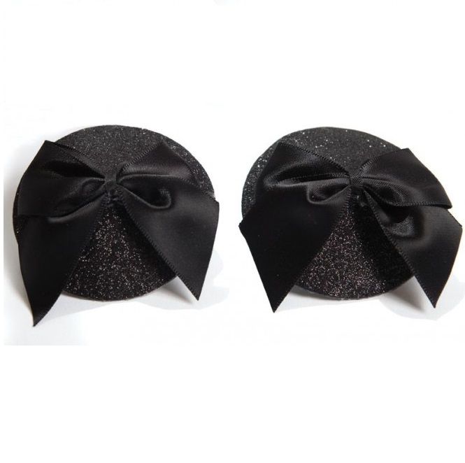 Sparkling BIJOUX BURLESQUE pasties with a bow design, perfect for adding flair to costumes and intimate apparel.