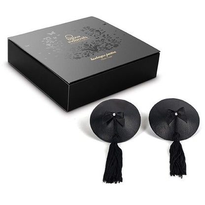 Black BIJOUX BURLESQUE pasties featuring a stylish design for body coverage and embellishment.