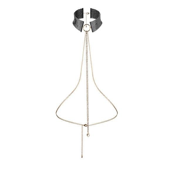 Black metallic collar by Bijoux Désir Métallique, showcasing a sleek design and elegant finish.