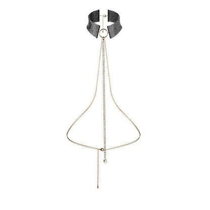 Black metallic collar by Bijoux Désir Métallique, showcasing a sleek design and elegant finish.