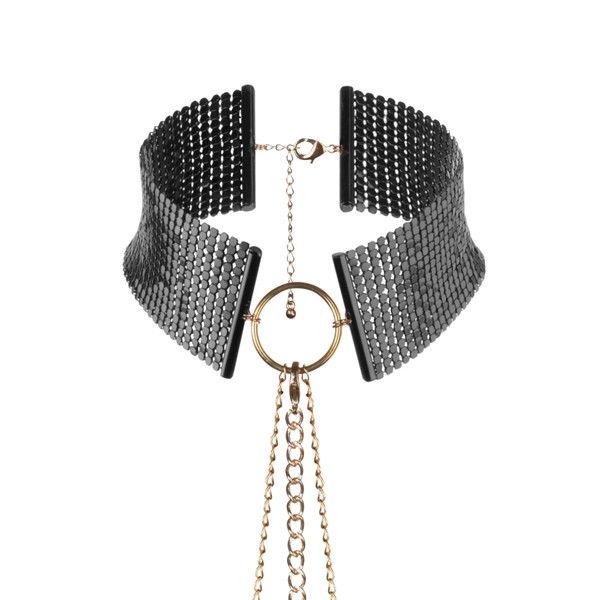 Black metallic collar from BIJOUX DESIRE METALLIQUE, featuring a sleek design and shiny finish.