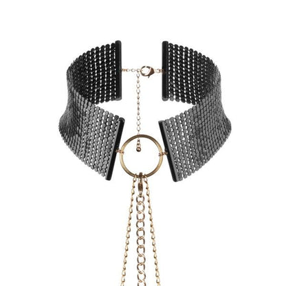 Black metallic collar from BIJOUX DESIRE METALLIQUE, featuring a sleek design and shiny finish.