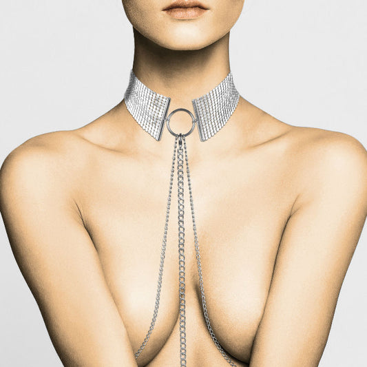 Silver metallic collar from BIJOUX DESIRE METALLIQUE, featuring a sleek, contemporary design and elegant finish.