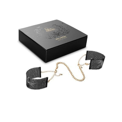 Esposas de malla metálica negra de BIJOUX DESIRE METALLIQUE, accesorios de joyería con diseño metálico y moderno.