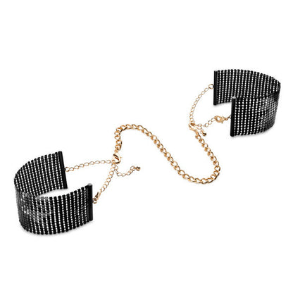 Esposas de malla metálica negra de la marca BIJOUX DESIRE MÉTALLIQUE, accesorios de joyería de estilo atrevido y elegante