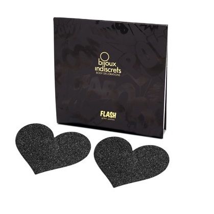 Black heart-shaped pezoneras from BIJOUX FLASH COLLECTION, featuring a sleek design and glossy finish.
