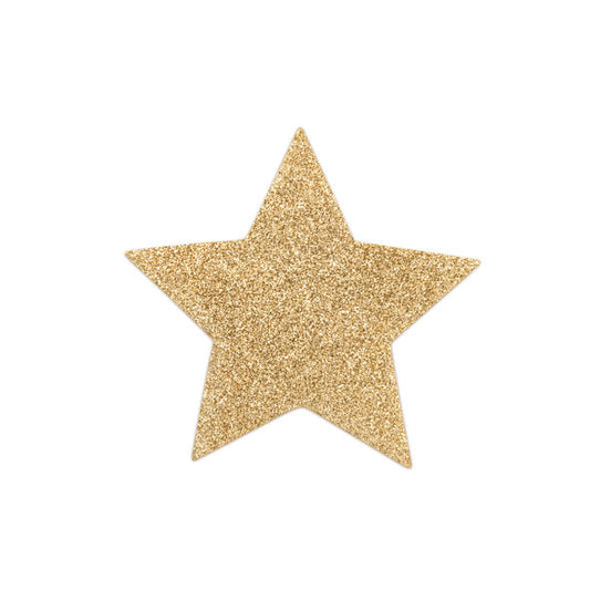 Golden star-shaped pasties from BIJOUX FLASH COLLECTION, featuring a shiny finish and elegant design for body decoration.