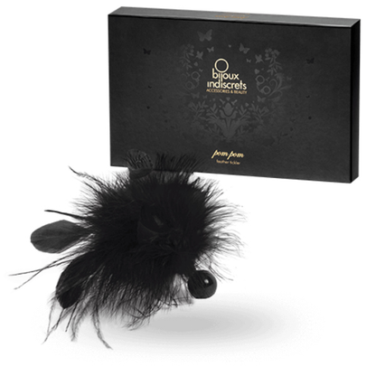 BIJOUX INDISCRETS pom pom feather duster in vibrant colors, showcasing soft feathers and a sleek handle.