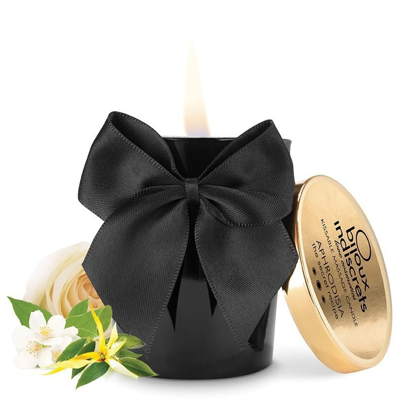 Bijoux Melt My Heart scented massage candle with aphrodisiac ingredients, showcasing a warm, inviting design.