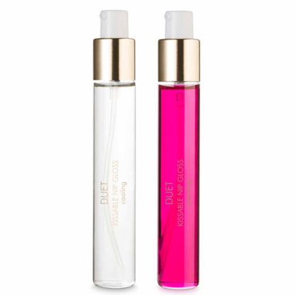 BIJOUX LOVE COSMETIQUES duo gloss pack for cold and hot nipple stimulation, featuring sleek packaging and applicator.