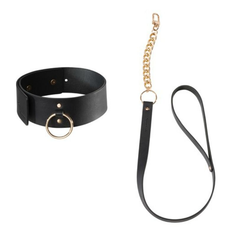 Collar negro con correa de la marca Bijoux Indiscrets Maze, diseño elegante y discreto para accesorios de moda.