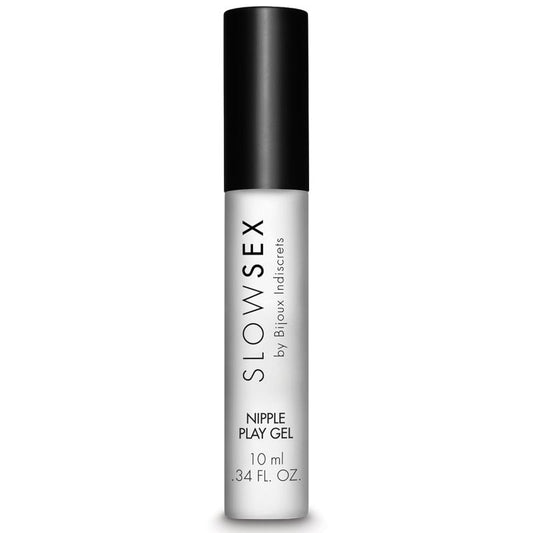 Gel estimulante para pezones BIJOUX SLOW SEX de 10 ml, con textura suave y efecto estimulante en una botella pequeña.