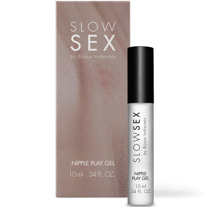 Gel estimulante para pezones BIJOUX SLOW SEX, en frasco de 10 ml, con textura y color transparente.