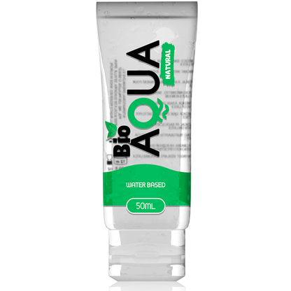 Lubricante BIOAQUA con ingredientes naturales a base de agua en frasco de 50 ml, ideal para uso personal y cuidado íntimo.