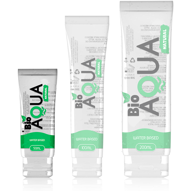 Lubricante BIOAQUA con ingredientes naturales y base de agua, 50 ml, para mayor comodidad y bienestar.