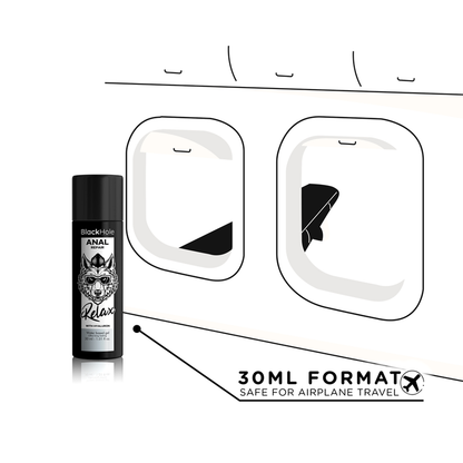 Base anal BLACK HOLE REPAIR con agua y ácido hialurónico, 30 ml, para relax y cuidado íntimo.
