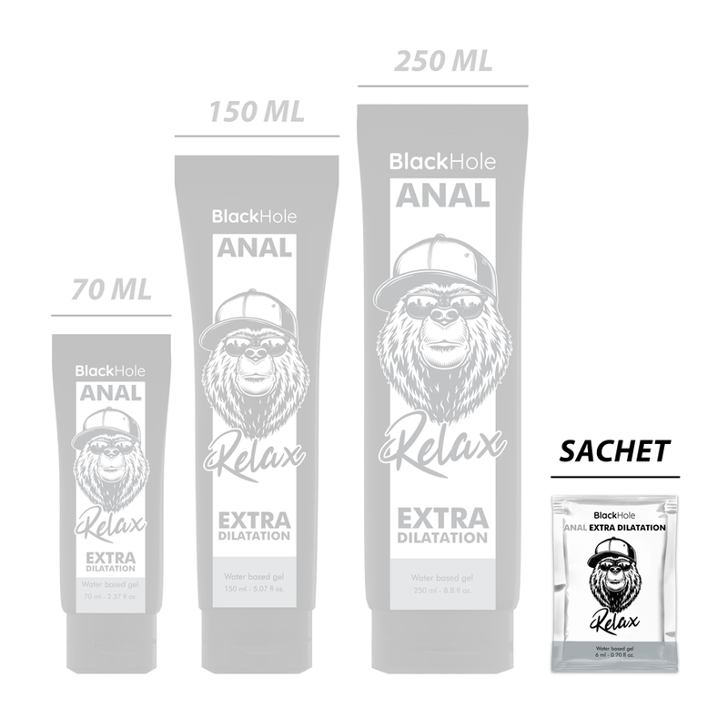 Gel base de agua para dilatación anal Black Hole, monodosis de 6 ml, producto de cuidado íntimo y dilatación anal.
