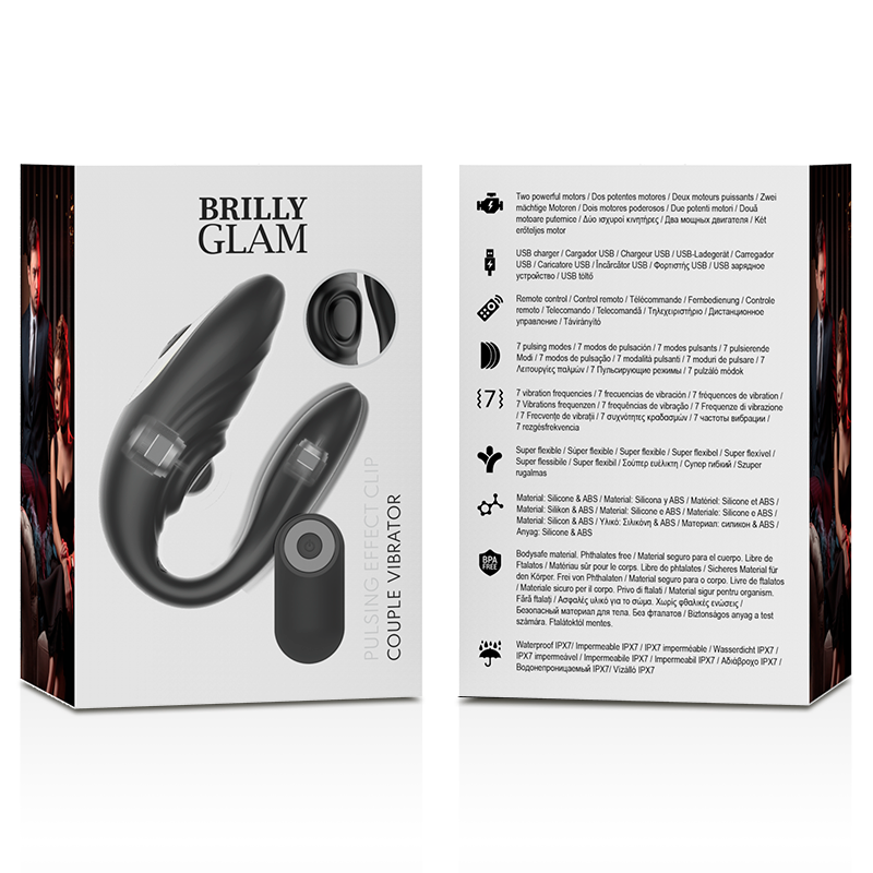 Control remoto para pareja de BRILLY GLAM, con funciones de pulsación y vibración, para uso íntimo.