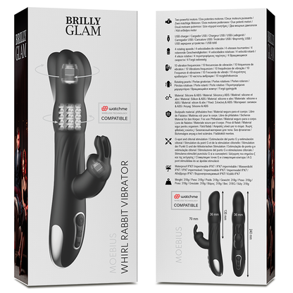 Vibrador y rotador BRILLY GLAM Moebius Rabbit compatible con tecnología WatchMe Wireless, en color negro con detalles suaves.
