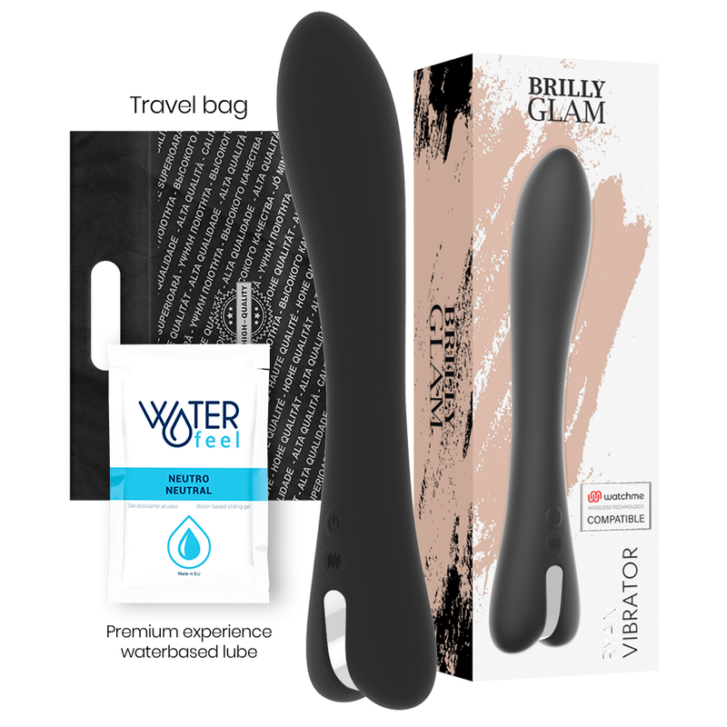 Vibrador Ryan de BRILLY GLAM compatible con tecnología WatchMe Wireless, con diseño elegante y control remoto inalámbrico.
