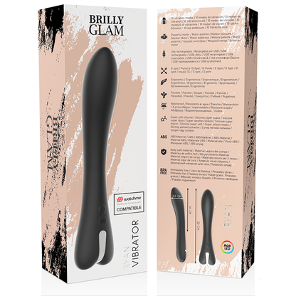 Vibrador BRILLY GLAM Ryan compatible con tecnología WatchMe Wireless, diseño elegante y compacto en colores vibrantes.