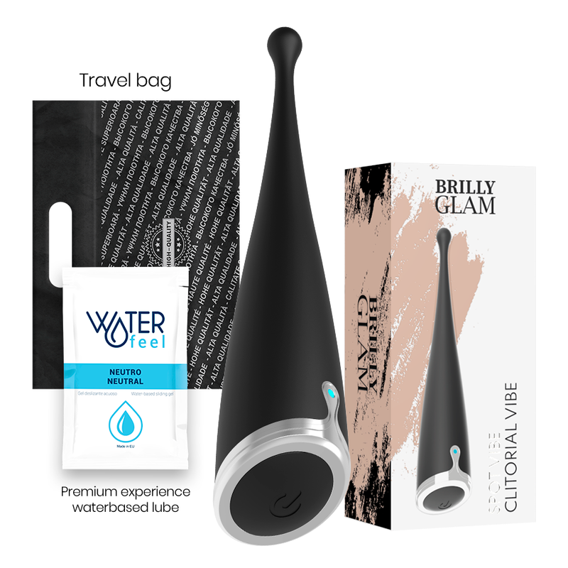 BRILLY GLAM - SPOT VIBE ORGASMIC CLITORAL VIBRATOR BLACK SILICONE