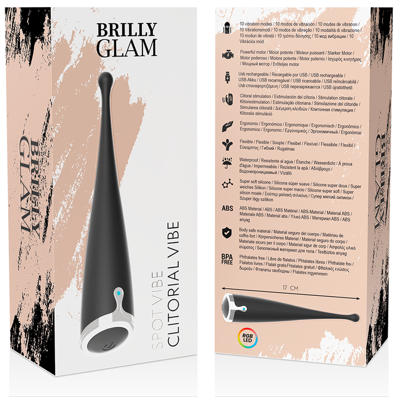 BRILLY GLAM - SPOT VIBE ORGASMIC CLITORAL VIBRATOR BLACK SILICONE
