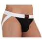 Jock brillante negro y blanco BURN, modelo BURN - 004, con diseño ajustado y detalles reflectantes para deporte.