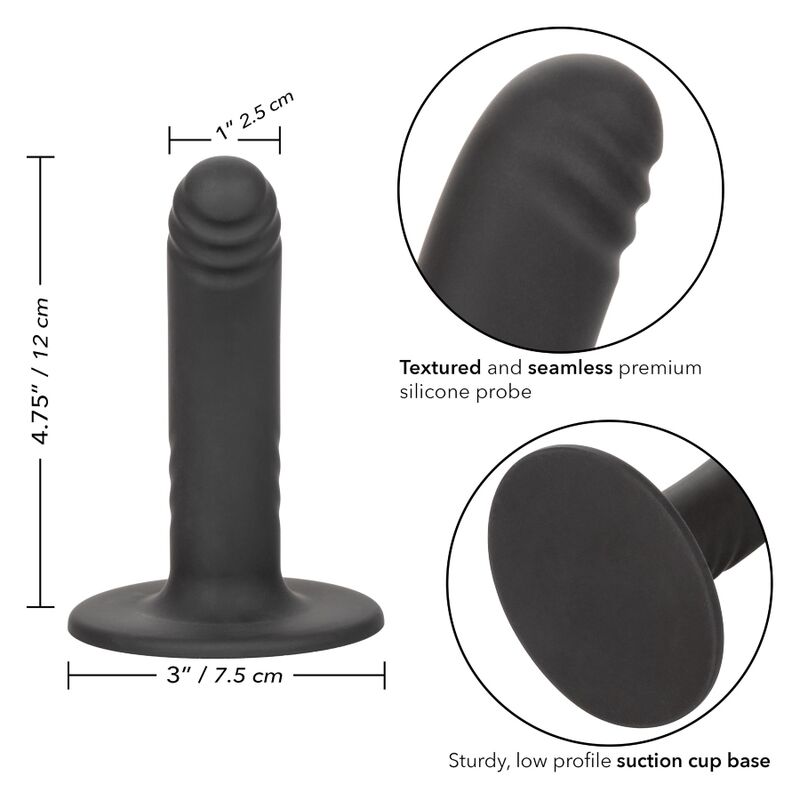 Dildo Boundless de CALEXOTICS de 12 cm compatible con arnés, con detalles realistas y superficie suave para uso íntimo.