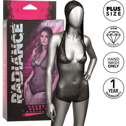 CALEXOTICS - RADIANCE HOODED BODYSUIT WITH DEEP V-NECK PLUS SIZE