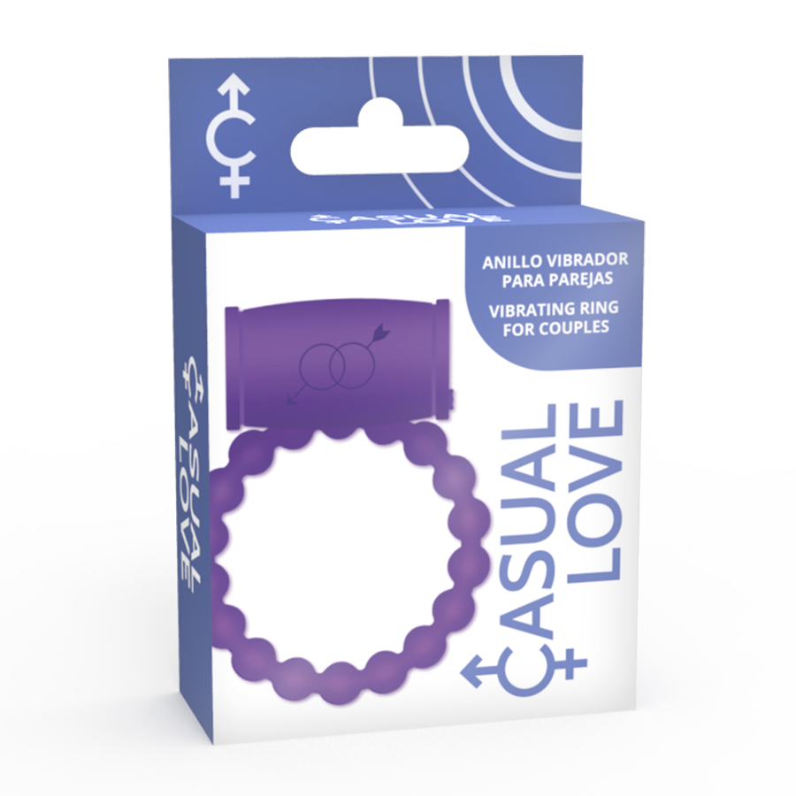 Anillo vibrador para parejas CASUAL LOVE en color violeta, con diseño discreto y elegante, ideal para uso íntimo y placentero.